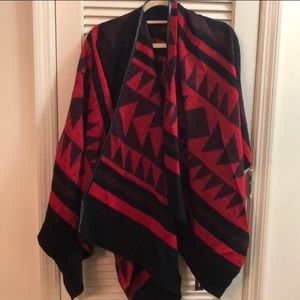 Black and red poncho